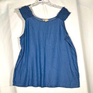 Appraisal Women’s Sleeveless Top Blue Chambray lightweight summer spring XL